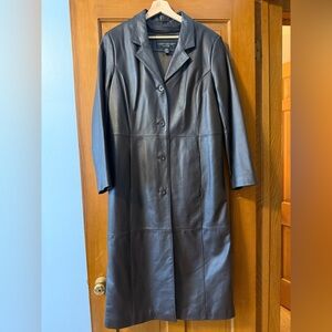 Chocolate Brown Leather Trench Coat